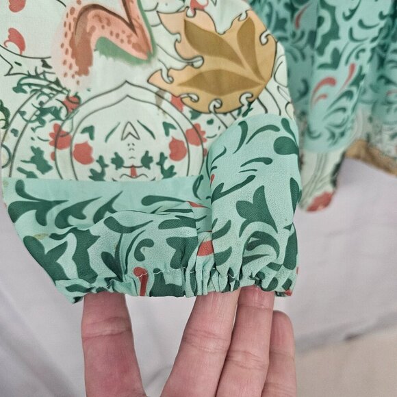 Misslook Blouse Boho Festival Green Floral Cottage Retro Hippie M - Picture 4 of 12